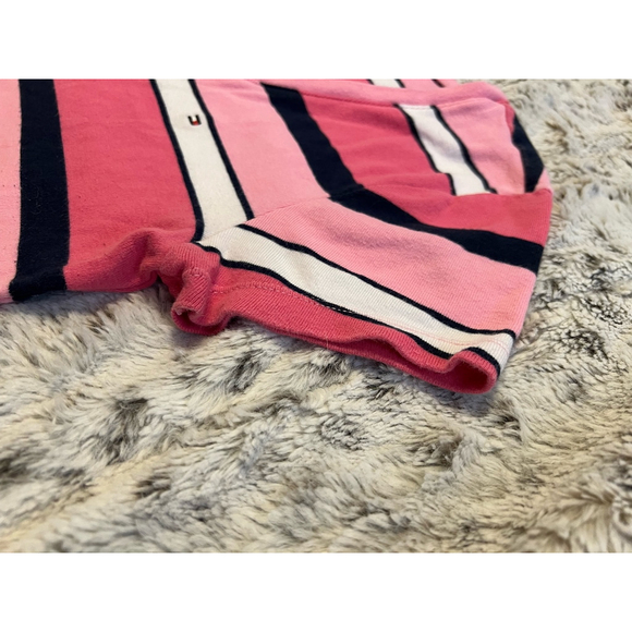 Vintage Tommy Hilfiger Y2K Striped V-Neck T-Shirt Womens Size M Pink Navy EUC - Picture 9 of 14